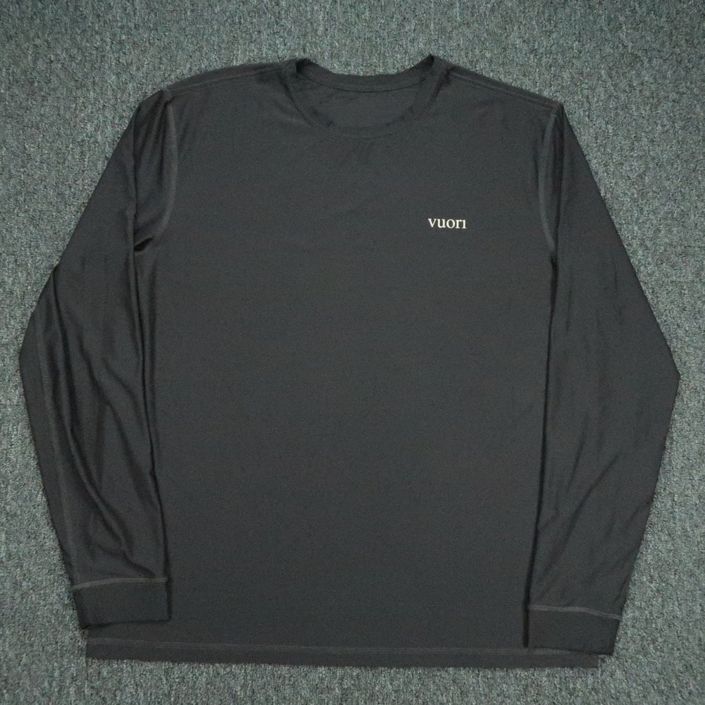 Vuori Shirt Mens XXL Black Gray Strato Breathe Long Sleeve Crew Performance